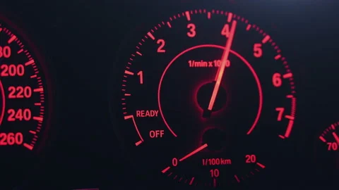 Close-up View of Car Odometer with Illumination at Night Stock Footage 218437966