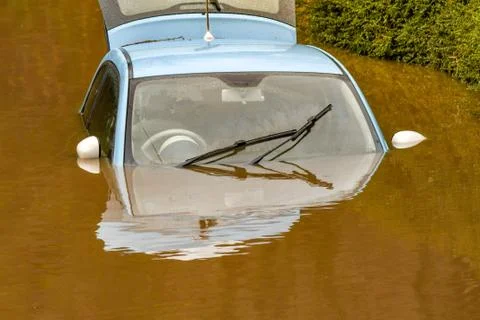 Close up view of a car submerged car Stock Photos