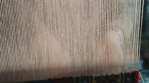 Close - up view of carpet weaving. 4k Footage in Turkey Stock Footage 209677709