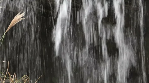 Close up view of cascading water under waterfall Stock Footage 56628473