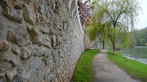 Close up view of castle wall Stock Footage 154236361