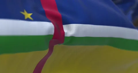 Close-up view of the Central African Republic national flag waving in the win Stock Footage 218593712
