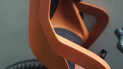 A close-up view of a chair showcasing its seat and back, highlighting the design Video stock 301582514