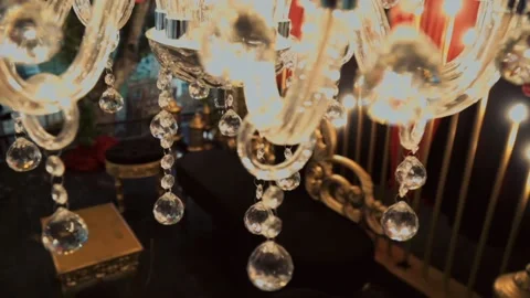 Close-up view of the chandelier Stock Footage 219615538