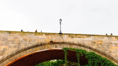 Close view of the Charles Bridge over the Vltava River, Prague, Czech Republi Stock Photos