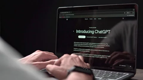 Close up view of the Chat GPT AI website Stock Footage 279471585
