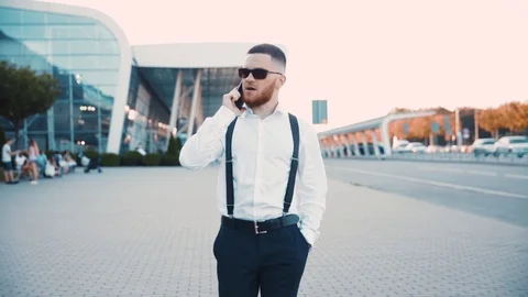 Close up view of cheerful stylish young bearded caucasian man in trendy Stock Footage 115667286