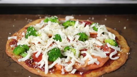 Close up view Chef hand perparing an Pizza. Stock Footage 138643414