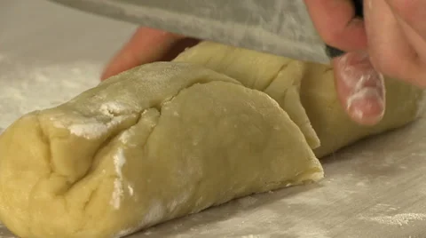 Close-up view of chef knead the dough Stock Footage 68089857