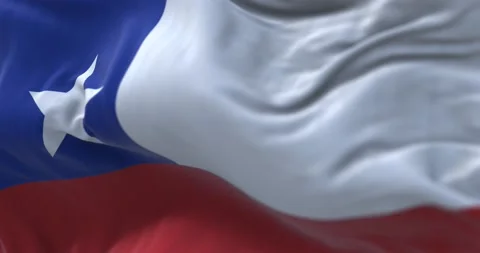 Close-up view of the Chile national flag waving in the wind Stock Footage 219807804