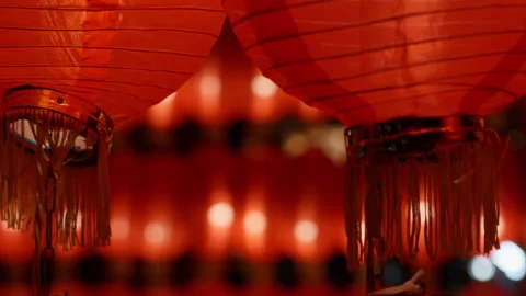 Close view of the Chinese Red Lantern Festival Stock Footage 257891003