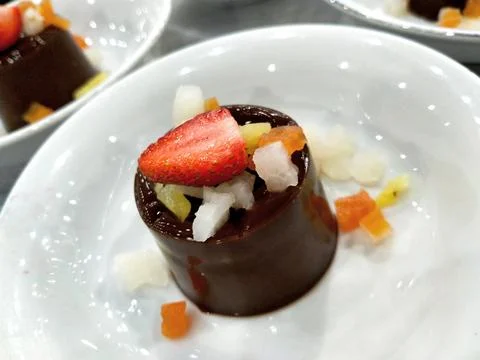 Close up view of a Chocolate pudding Stock Photos