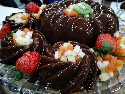Close up view of a Chocolate pudding Stock Photos