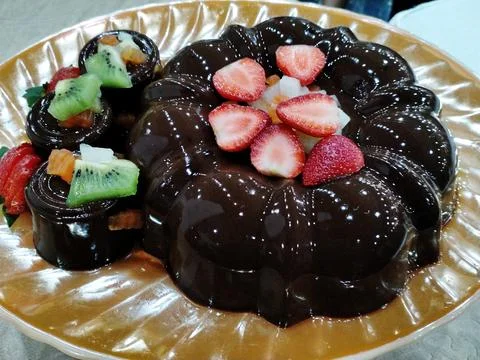 Close up view of a Chocolate pudding Foto stock