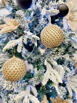 Close up view of a Christmas tree background. copy space Stock Photos
