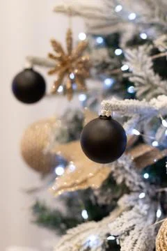 Close up view of a Christmas tree background. copy space Stock Photos