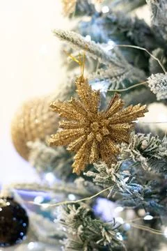 Close up view of a Christmas tree background. copy space Stock Photos