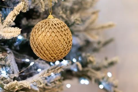 Close up view of a Christmas tree background. copy space Stock Photos