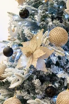 Close up view of a Christmas tree background. copy space Stock Photos