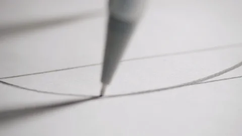 Close view circle drawn with compass on project sketch Stock Footage 101861085