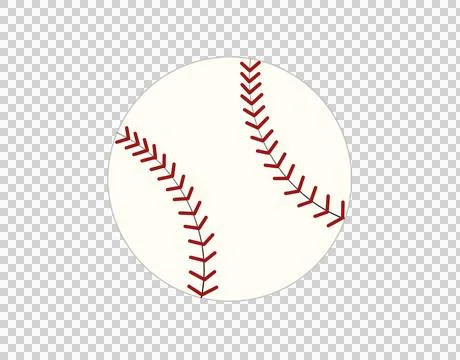 Close up view of a classic baseball flat icon with red stitching and white .. Stock Illustration
