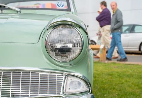 Close up view of a Classic Car headlight Stock Photos