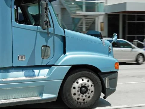 Close-up view of classical american big modern truck Stock Photos