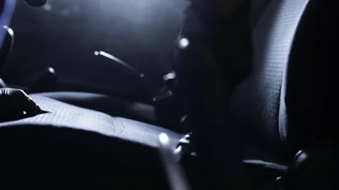 Close up view of cleaning car seats with vaccum Stock Footage 166107215