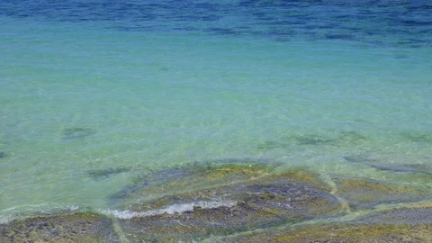 Close up view of clear transparent water near tropical beach Stock Footage 115034818