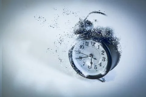 Close up view of clock with falling down Stock Photos