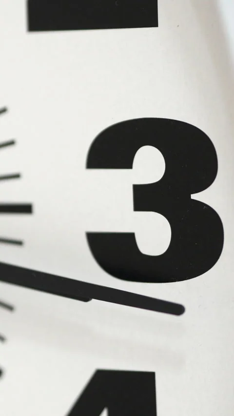 Close Up View Of Clock Hands Near Number Three. Vertical. Stock Footage 305383332