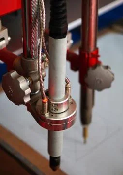 Close-up view of CNC laser cutting machine Stock Photos
