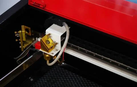 Close-up view of CNC laser cutting machine Stock-Fotos