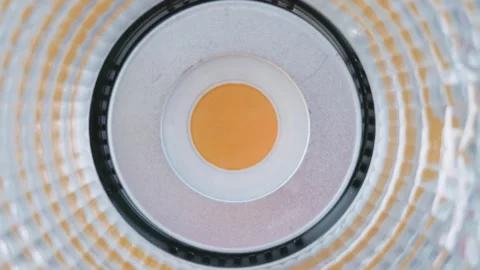 Close-up view of a COB (Chip on Board) light intricate design circular pattern Stock Footage 317795332