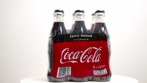 Close up view of Coca cola sugar free packaging isolated on background. Stock Footage 223871891