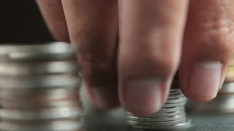 Close up view of a coins stacked on each other, Money concept Stock Footage 151615206