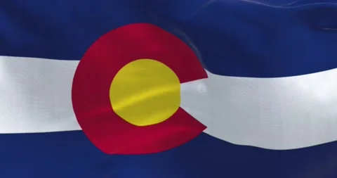 Close-up view of the Colorado flag waving Stock Footage 199471450
