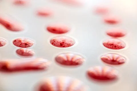 Close view of colorful patterns on a surface created by droplets of liquid .. Foto stock