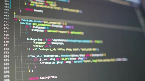 Close-up View of Colorful Source Code on LCD Screen. Stock Footage 278010569