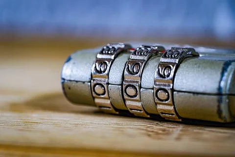 Close up view of a combination lock Stock Photos