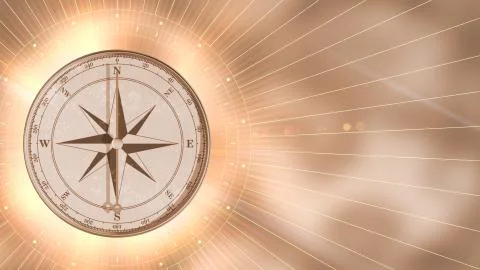 Close up view of the compass on blurred background. Retro stale Stock Illustration