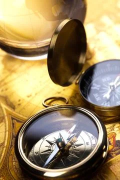 Close up view of the compass Stock Photos