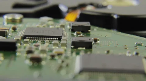 Close up view on computer chip, mainboard, HDD 스톡 동영상 45621117
