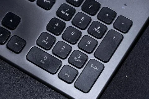 A close-up view of a computer keyboard highlighting various numeric keys Stock Photos
