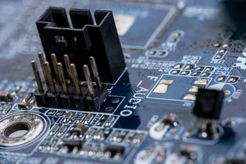 Close up view of computer motherboard elements 스톡 사진