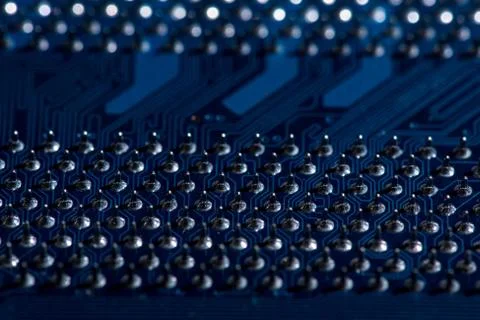 Close up view of computer motherboard elements Stock Photos