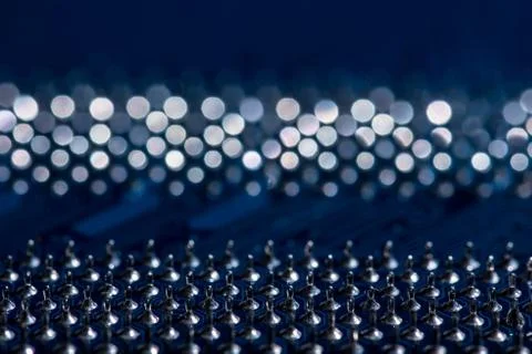 Close up view of computer motherboard elements 스톡 사진