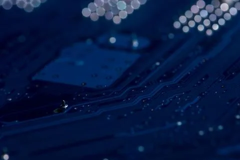 Close up view of computer motherboard elements 스톡 사진