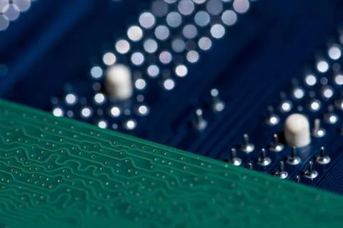 Close up view of computer motherboard elements 스톡 사진