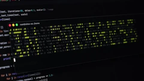 Close-up view of a computer terminal highlighting intricate programming code, Stock Footage 322995888